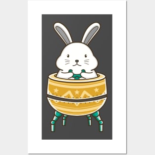 Bunny and Easter Egg Robot Posters and Art